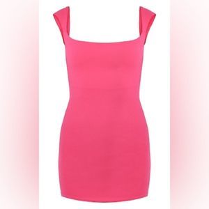 PrettyLittleThing Barbie Hot Pink Sleeveless Square Neck Bodycon Dress